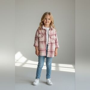 Lina Pink and White Plaid Button Down Shirt
